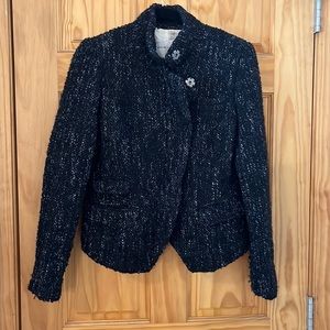 Black with White Tweed Zip Up Blazer